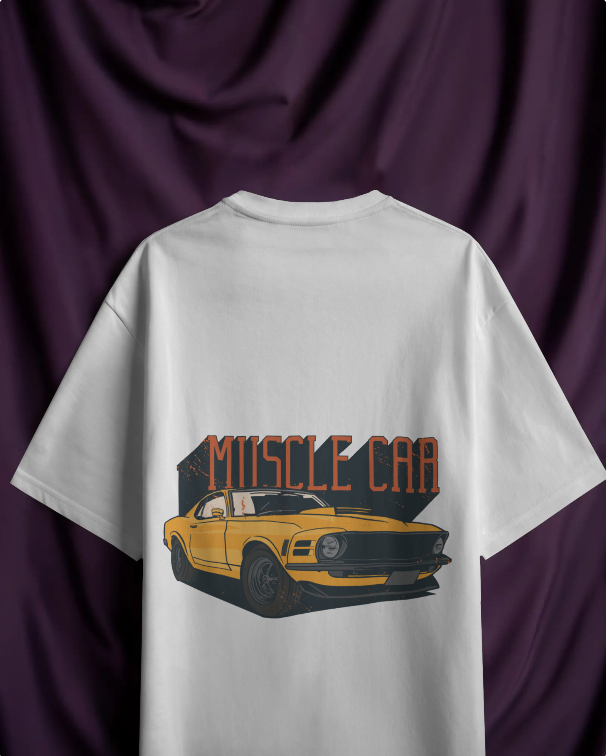 Vintage Yellow Muscle Car Graphic Oversize