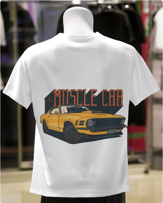 Vintage Yellow Muscle Car Graphic Oversize
